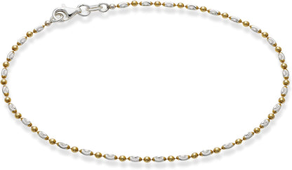 Miabella 925 Sterling Silver Diamond-Cut Oval and round Bead Ball Chain Anklet Ankle Bracelet for Women Teen Girls, Made in Italy Apparel & Accessories > Jewelry > Anklets Miabella yellow-gold-plated-silver Length 9 Inches (Small) 