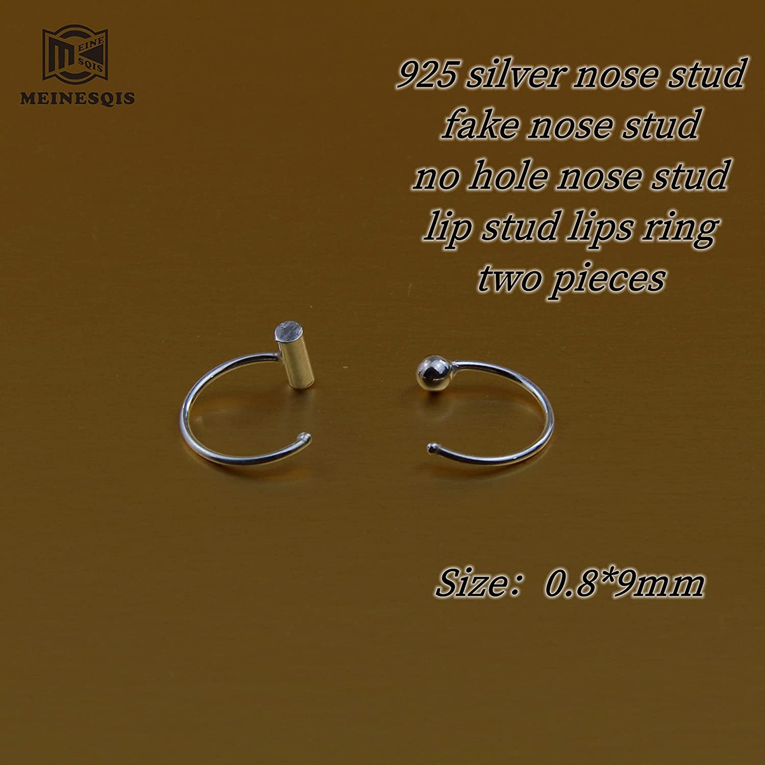 Nose Ring 2Pcs Set 925 Silver Fake Piercing Handmade Clip-On Hoop Fake Nose Ring without Piercing, Ladies Body Jewelry Fake Nose Ring Apparel & Accessories > Jewelry > Body Jewelry MEINESQIS   