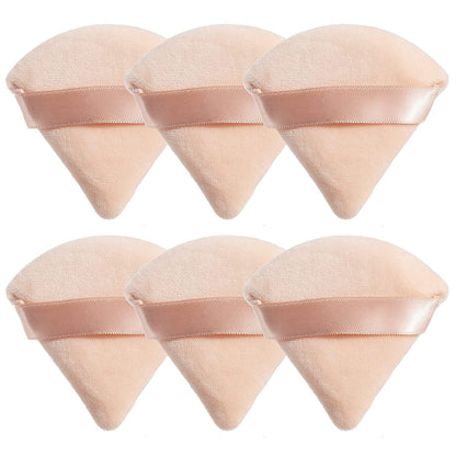 MOTZU 6 Pieces Pure Cotton Powder Puff, Made of Cotton Velour in Triangle Wedge Shape Designed for Contouring, under Eyes and Corners, 2.76 Inch Normal Size, with Strap, Makeup Tool for Cosmetic Health & Beauty > Personal Care > Cosmetics > Cosmetic Tools > Makeup Tools MOTZU Beige  