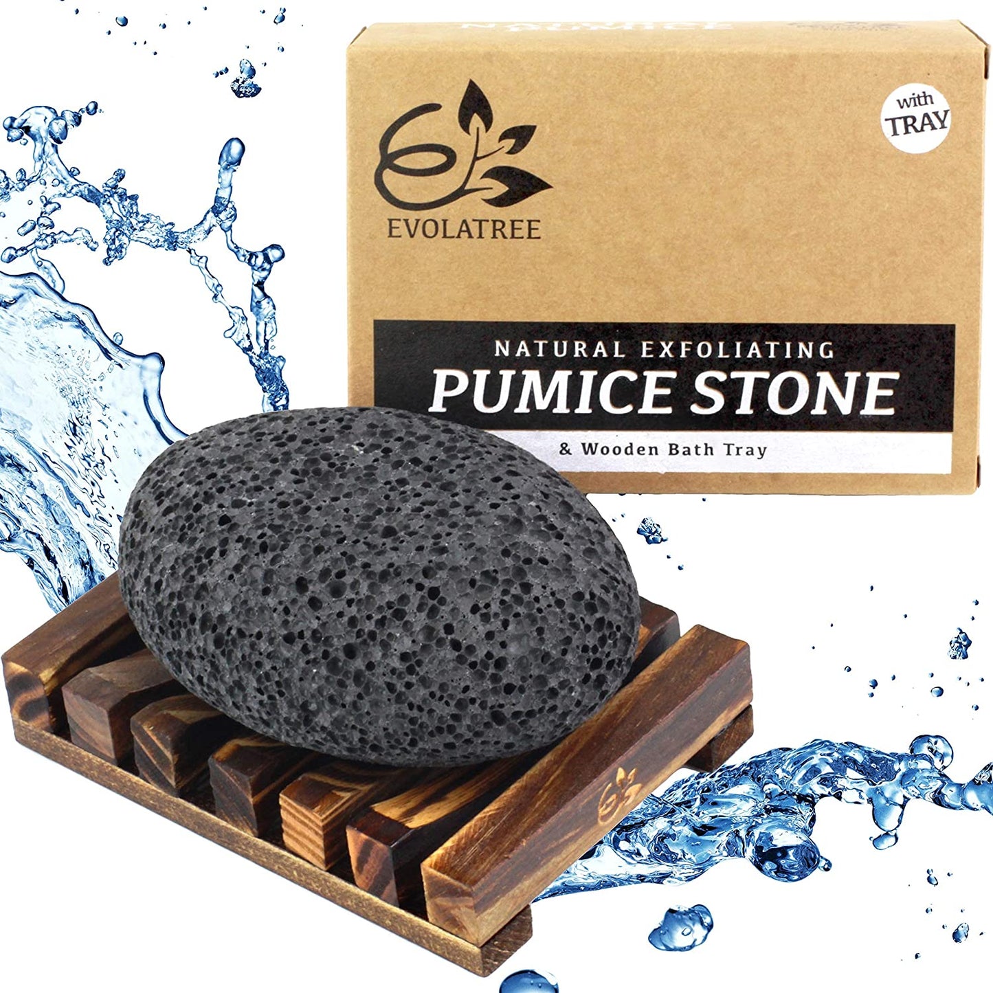 Evolatree Pumice Stone for Feet - Lava Foot Scrub, Cleaning & Exfoliating Dead Skin, Corn & Callus Remover for Hands Heels - Shower Bath Foot Scrubber & Scraper Pedicure Care W/ Bonus Wooden Soap Tray Health & Beauty > Personal Care > Foot Care Evolatree   