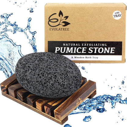 Evolatree Pumice Stone for Feet - Lava Foot Scrub, Cleaning & Exfoliating Dead Skin, Corn & Callus Remover for Hands Heels - Shower Bath Foot Scrubber & Scraper Pedicure Care W/ Bonus Wooden Soap Tray Health & Beauty > Personal Care > Foot Care Evolatree   