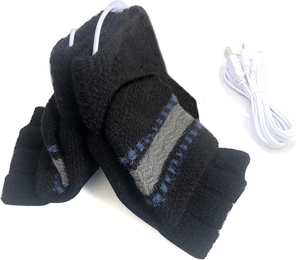 Women'S & Men'S USB Heated Gloves Mitten Full & Half Fingerless Winter Hands Warmer Laptop Gloves Apparel & Accessories > Clothing Accessories > Gloves & Mittens Winmany   