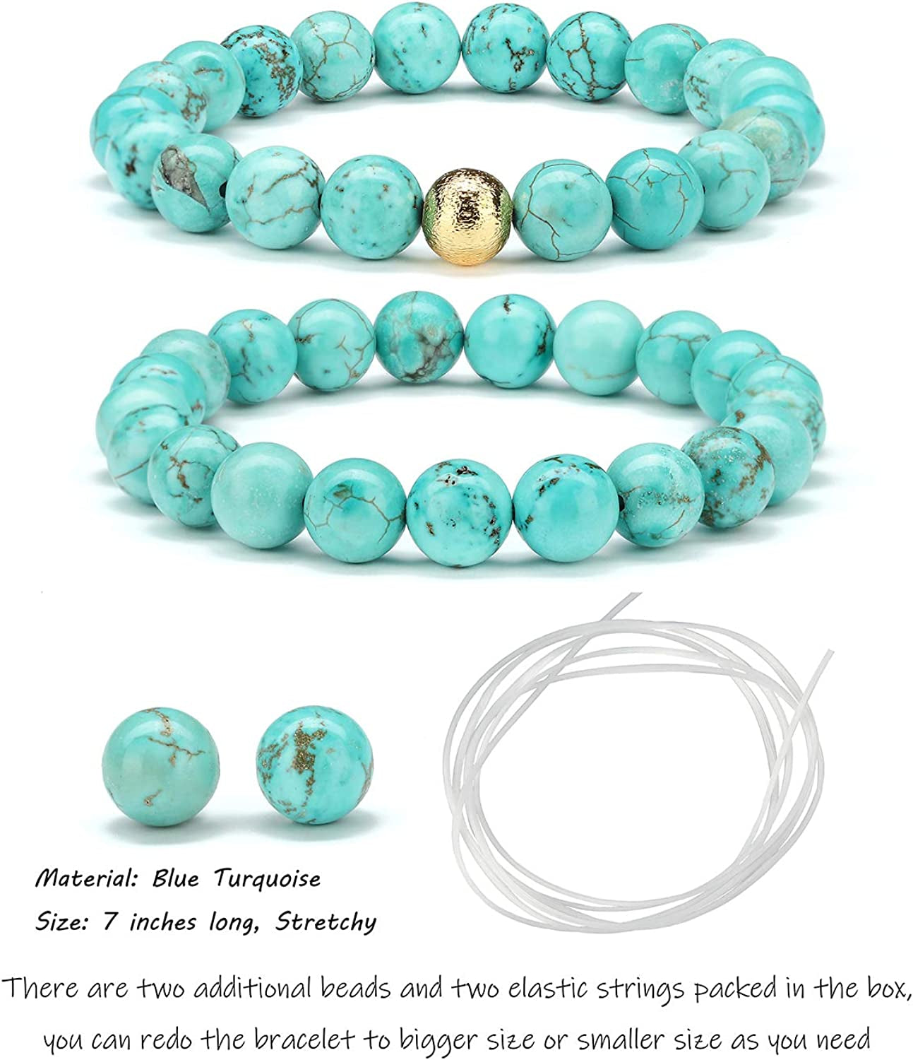 CHOGLE Gemstone Beaded Bracelets for Women - Semi Precious 8Mm round Natural Stone Beads Bracelet - Stretch Strand Bracelet for Girls Apparel & Accessories > Jewelry > Bracelets CHOGLE   