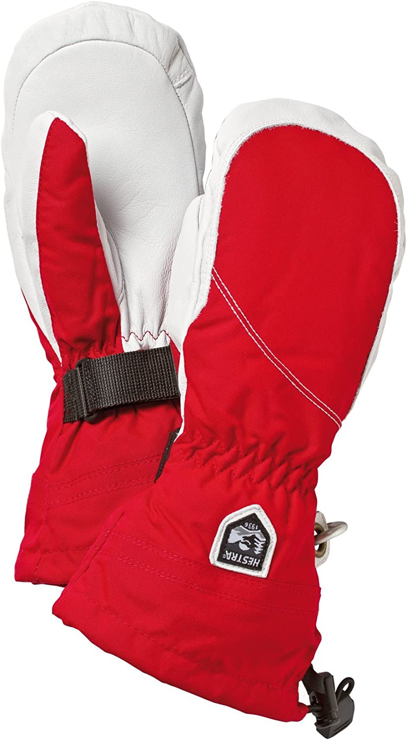 Hestra Heli Ski Womens Glove - Classic Leather Snow Mitten for Skiing, Snowboarding and Mountaineering (Women’S Fit) Apparel & Accessories > Clothing Accessories > Gloves & Mittens Hestra Red/Off White 7 