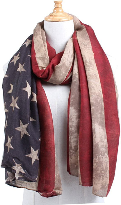 Vintage America Flag Scarf, Unisex Fashion Shawl Scarf, Infinity Shawl Scarf Apparel & Accessories > Clothing Accessories > Scarves & Shawls Tovip   
