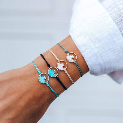 Pura Vida Rose Gold or Silver Stone Wave Bracelet W/Plated Charm - Adjustable Band, 100% Waterproof Apparel & Accessories > Jewelry > Bracelets Pura Vida   