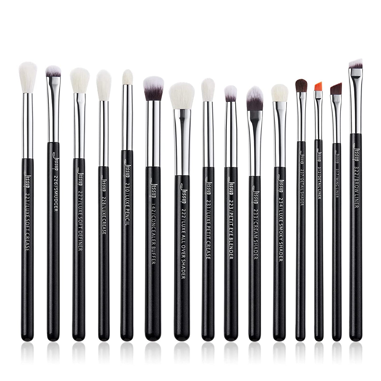 Jessup 15Pcs Professional Makeup Brushes Set Make up Brush Tools Kit Eye Liner Shader Wood Handle Natural-Synthetic Hair Brushes Pearl Black/Rose Gold T157 Health & Beauty > Personal Care > Cosmetics > Cosmetic Tools > Makeup Tools Jessup Pearl Black/Silver  