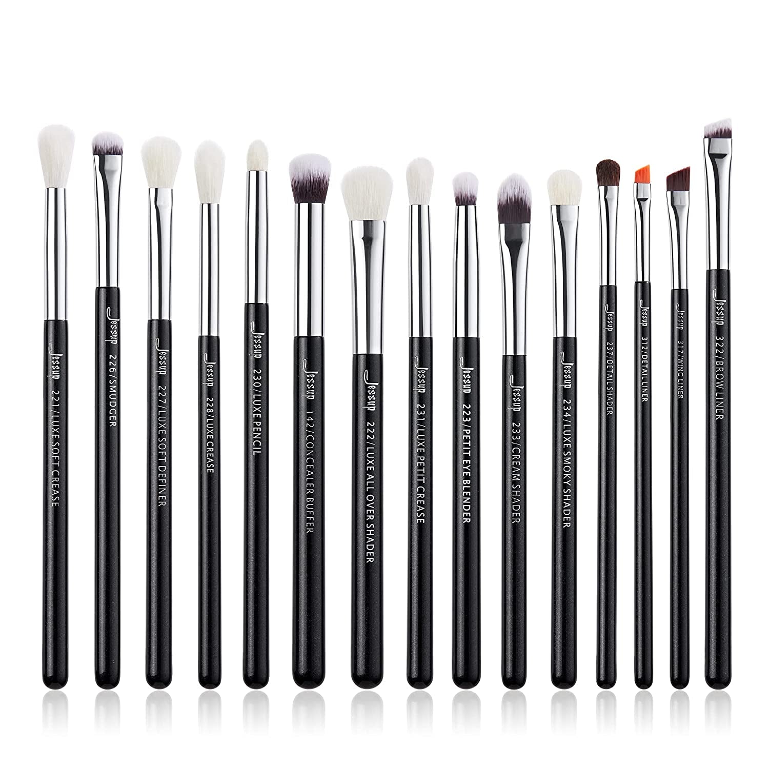 Jessup 15Pcs Professional Makeup Brushes Set Make up Brush Tools Kit Eye Liner Shader Wood Handle Natural-Synthetic Hair Brushes Pearl Black/Rose Gold T157 Health & Beauty > Personal Care > Cosmetics > Cosmetic Tools > Makeup Tools Jessup Pearl Black/Silver  