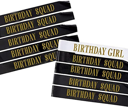 Snogisa Birthday Gifts Sash Set Birthday Queen Women Birthday Party Supplies Fun Party Favors Decorations Apparel & Accessories > Clothing Accessories > Sashes Snogisa Squad polyester 