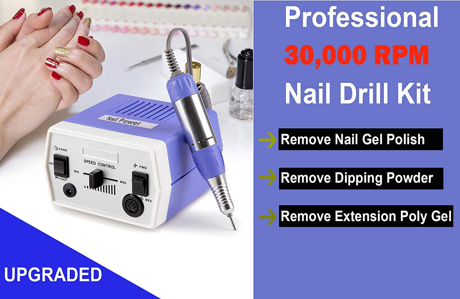 Véfaîî Nail Drill Electric Nail File, JD700 Nail Drills for Acrylic Nails Professional 30000RPM Manicure Tools Acrylic Nail Drill for Nail Dip Kit Acrylic Powder Poly Nail Gel B-01 Health & Beauty > Personal Care > Cosmetics > Cosmetic Tools > Nail Tools Hope Industry   