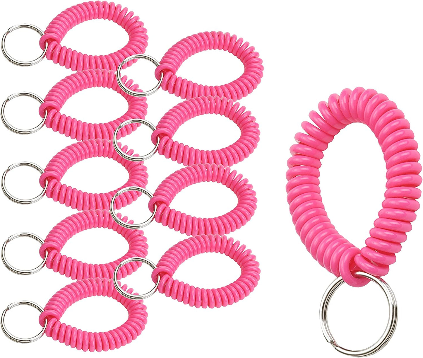 Lucky Line 2” Diameter Spiral Wrist Coil with Steel Key Ring, Flexible Wrist Band Key Chain Bracelet, Stretches to 12”, Purple 1 PK (410651) Apparel & Accessories > Jewelry > Bracelets Lucky Line Neon Pink Pack of 10 