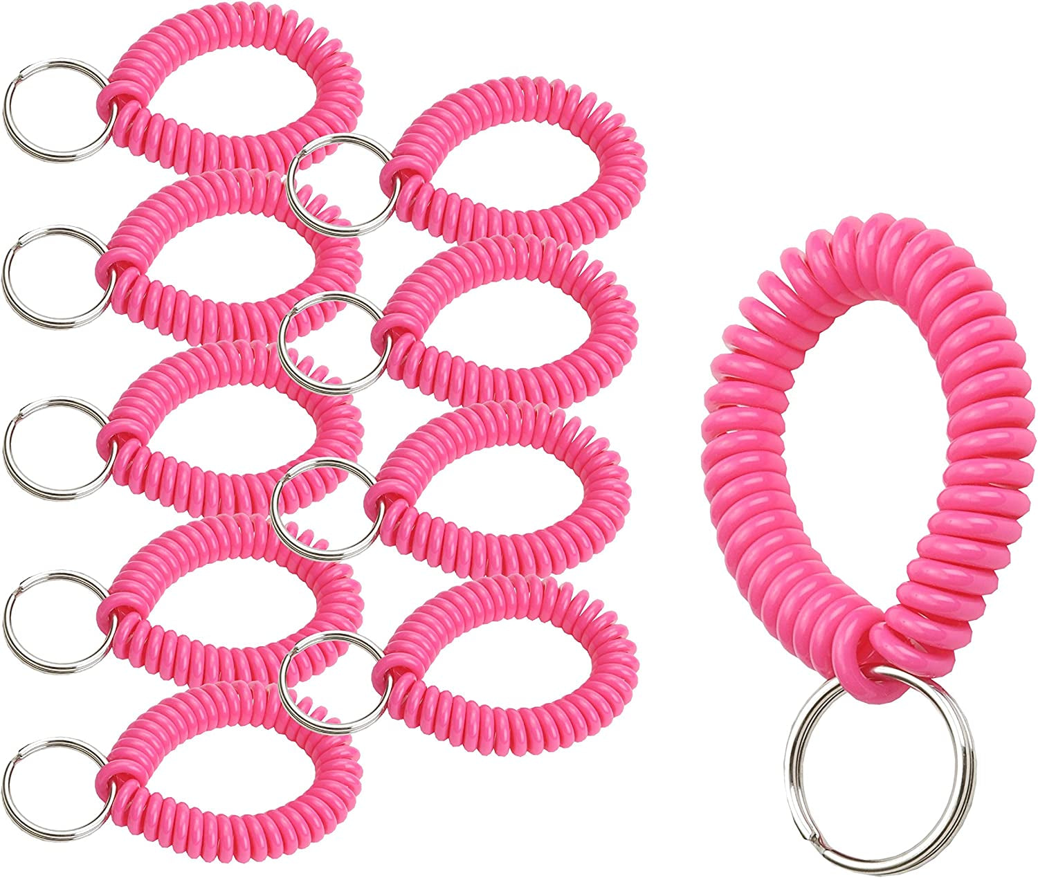 Lucky Line 2” Diameter Spiral Wrist Coil with Steel Key Ring, Flexible Wrist Band Key Chain Bracelet, Stretches to 12”, Purple 1 PK (410651) Apparel & Accessories > Jewelry > Bracelets Lucky Line Neon Pink Pack of 10 