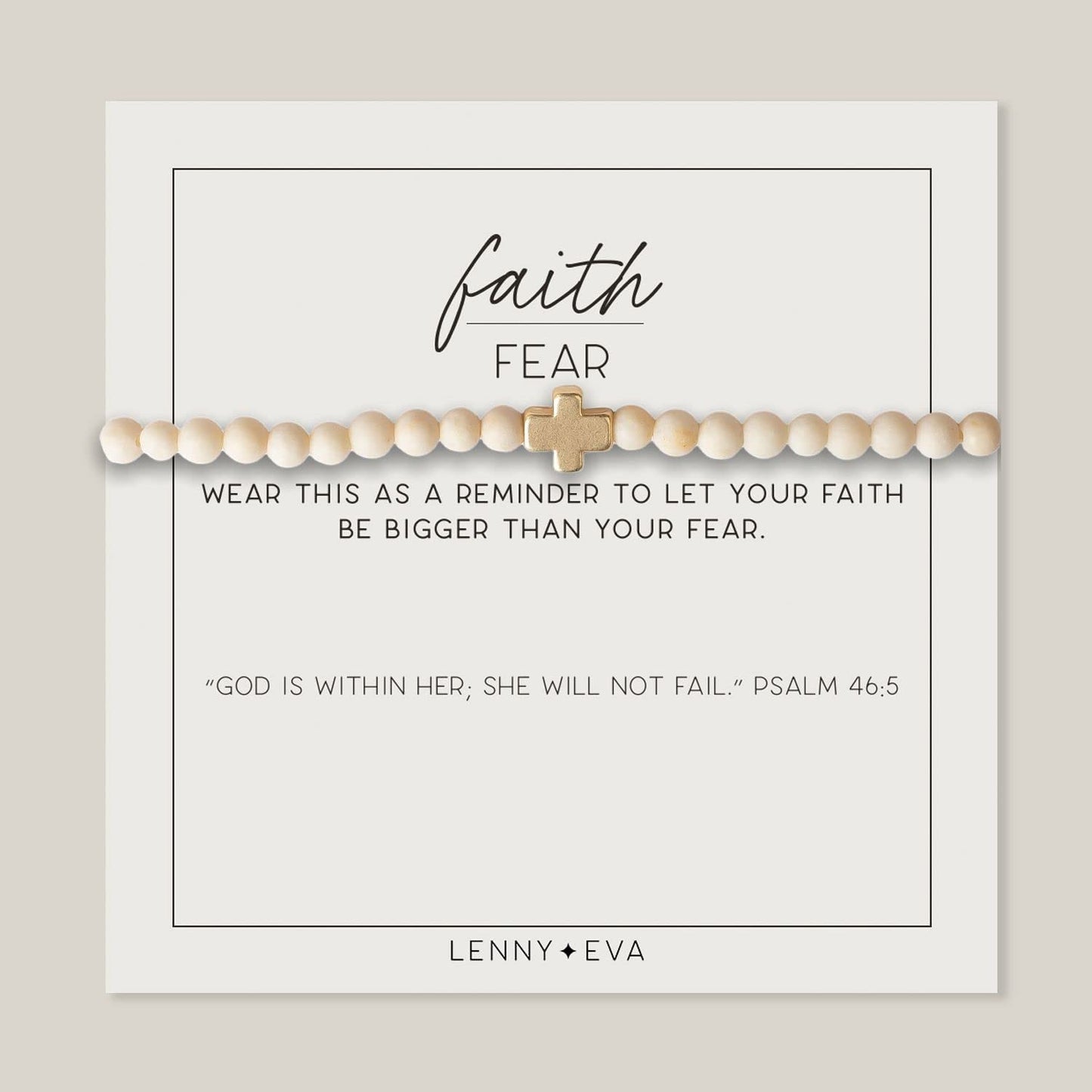 Lenny & Eva Faith over Fear Cross Stretchable Bracelets for Women, Inspirational Jewelry with Message on Card Apparel & Accessories > Jewelry > Bracelets Lenny & Eva Fossil Jasper-Gold Bracelet 
