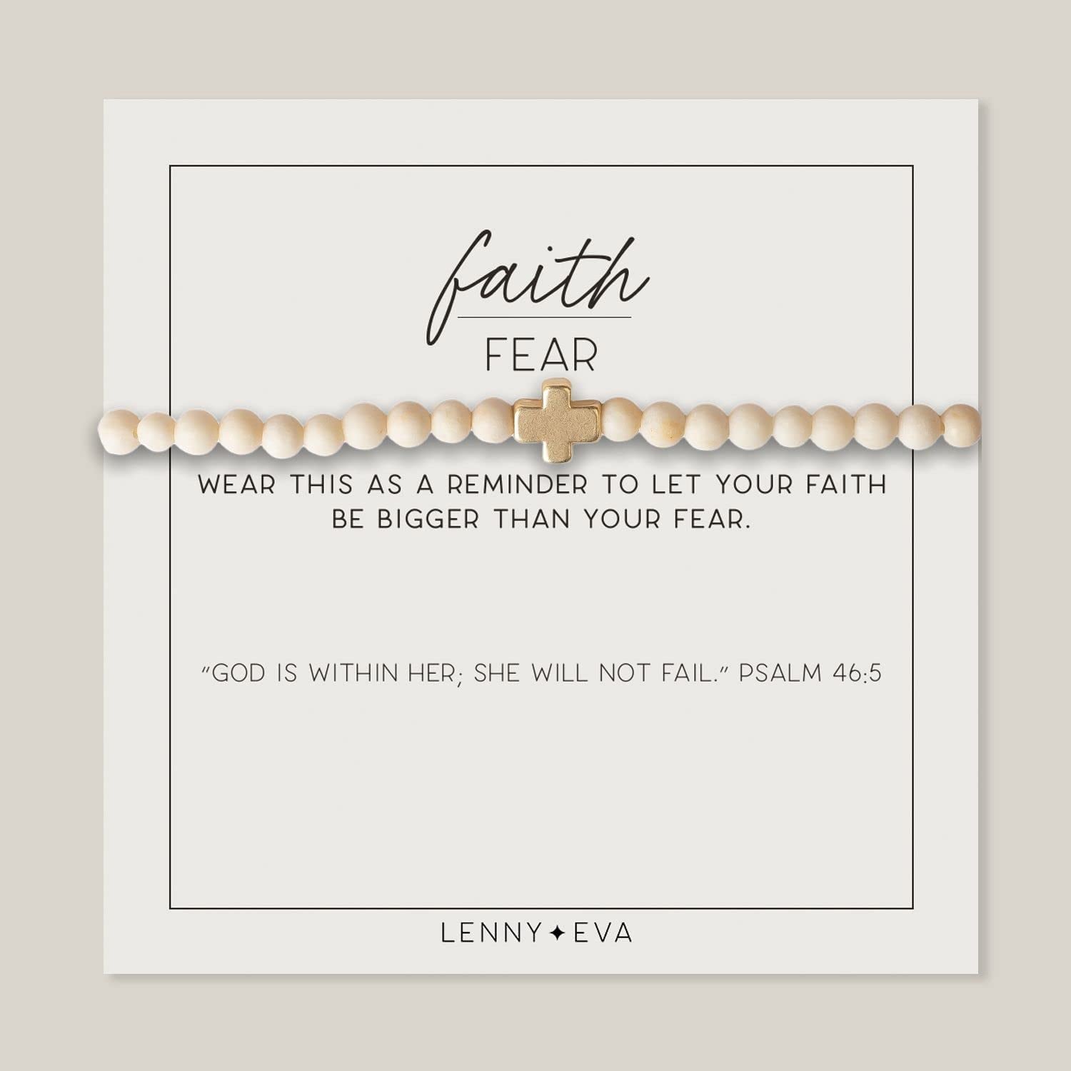 Lenny & Eva Faith over Fear Cross Stretchable Bracelets for Women, Inspirational Jewelry with Message on Card Apparel & Accessories > Jewelry > Bracelets Lenny & Eva Fossil Jasper-Gold Bracelet 