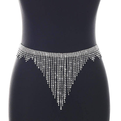 Sethain Boho Rhinestone Body Chain Silver Shiny Crystal Underwear Waist Chain Tassel Bikini Panties Nightclub Body Jewelry Accessories for Women and Girls Apparel & Accessories > Jewelry > Body Jewelry Sethain   