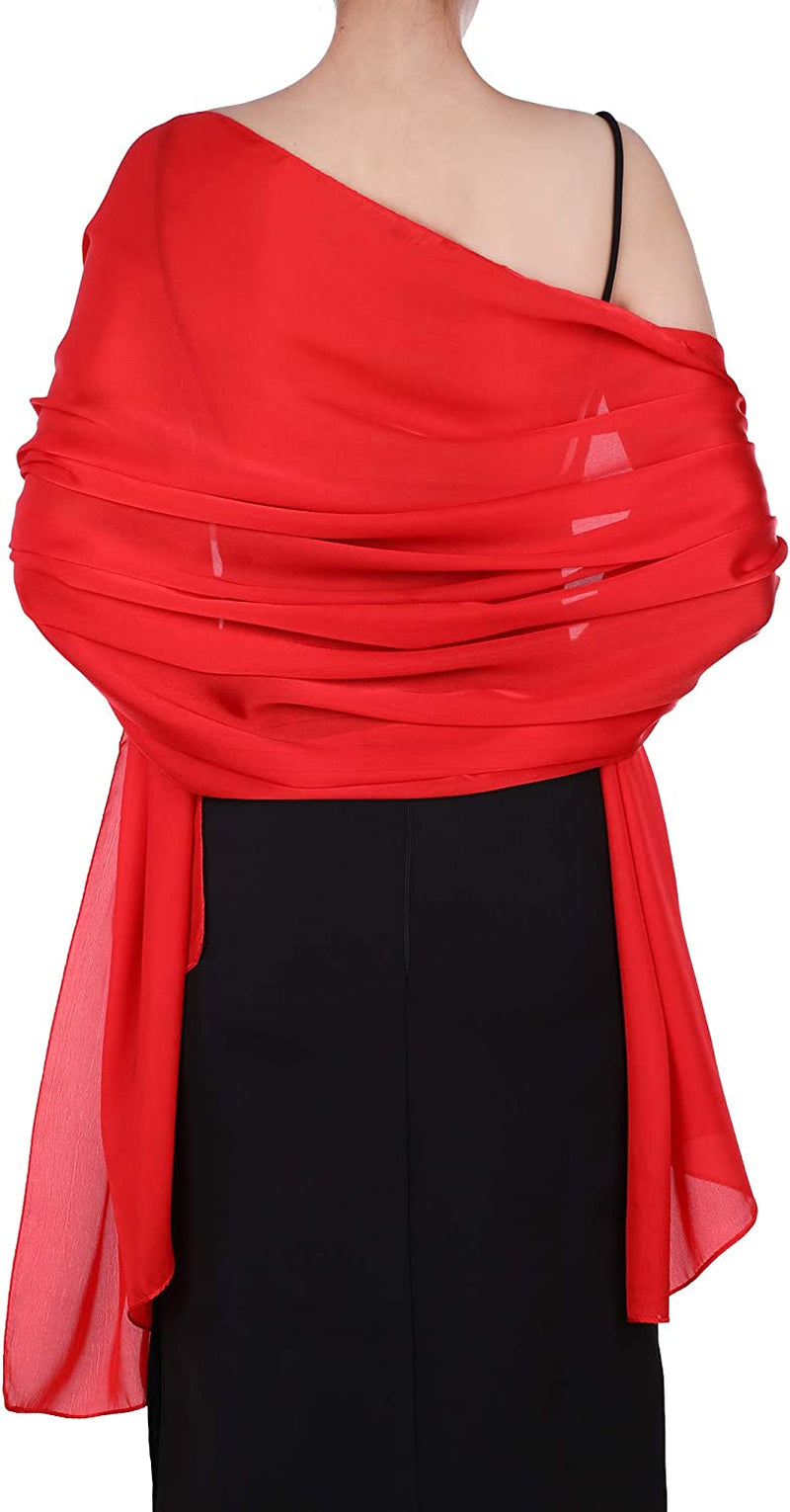Boao Women Satin Scarves Long Shawl Wrap Light Soft Sheer Scarf for Wedding Party Everyday Accessory Apparel & Accessories > Clothing Accessories > Scarves & Shawls Boao Red  