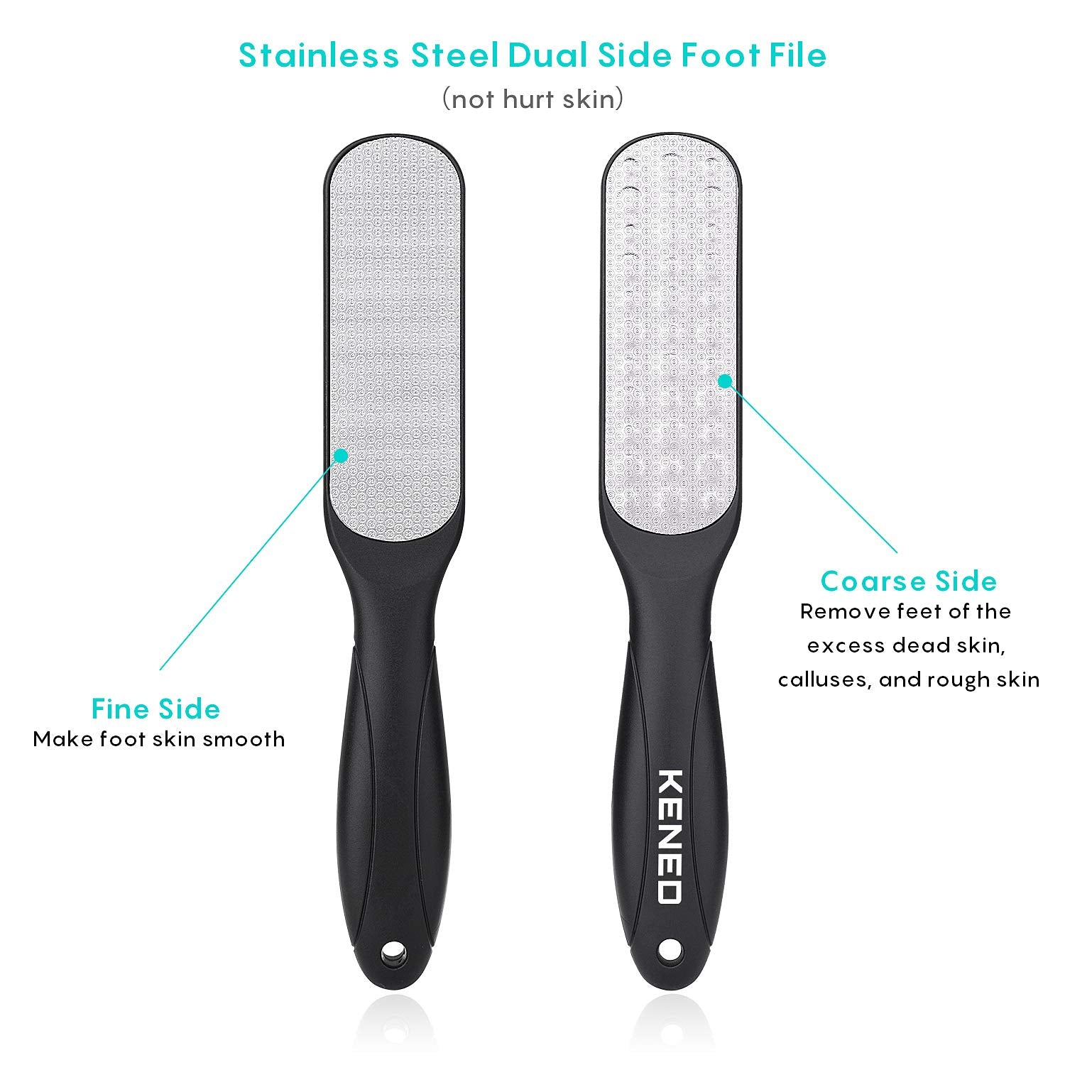Feet Scrubber Dead Skin 5 Pack - KENED Foot File Callus Remover for Feet, Professional Pedicure Kit with 2 X Metal Foot Grater, 3 X White Double-Sided Pedicure Tools for Feet Care Health & Beauty > Personal Care > Foot Care KENED   