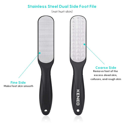 Feet Scrubber Dead Skin 5 Pack - KENED Foot File Callus Remover for Feet, Professional Pedicure Kit with 2 X Metal Foot Grater, 3 X White Double-Sided Pedicure Tools for Feet Care Health & Beauty > Personal Care > Foot Care KENED   