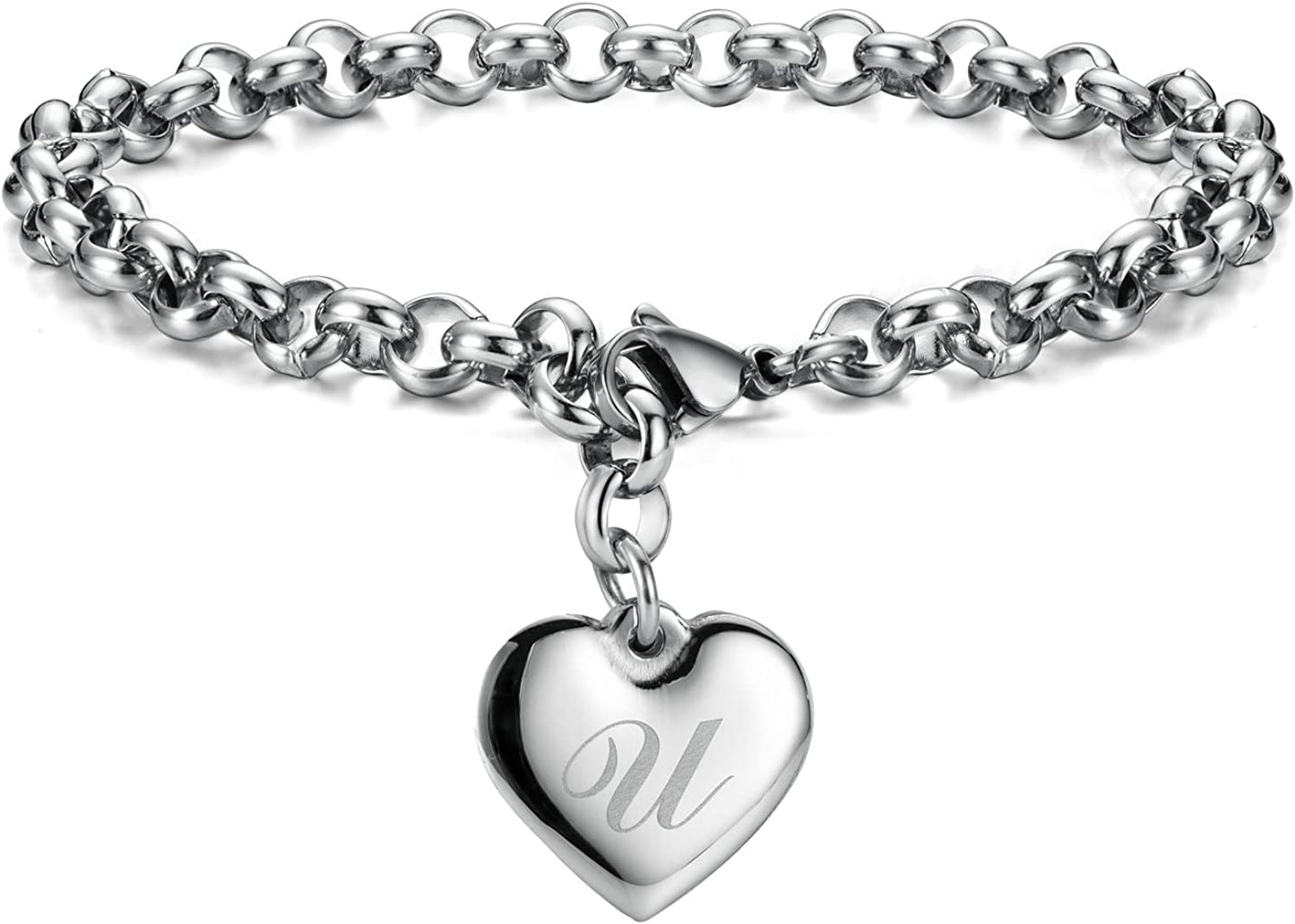 Heart Initial Charm Bracelets for Teen Girls Letters Alphabet Bracelet Jewelry for Girls Gifts for Teenage Girls Apparel & Accessories > Jewelry > Bracelets Monily U  
