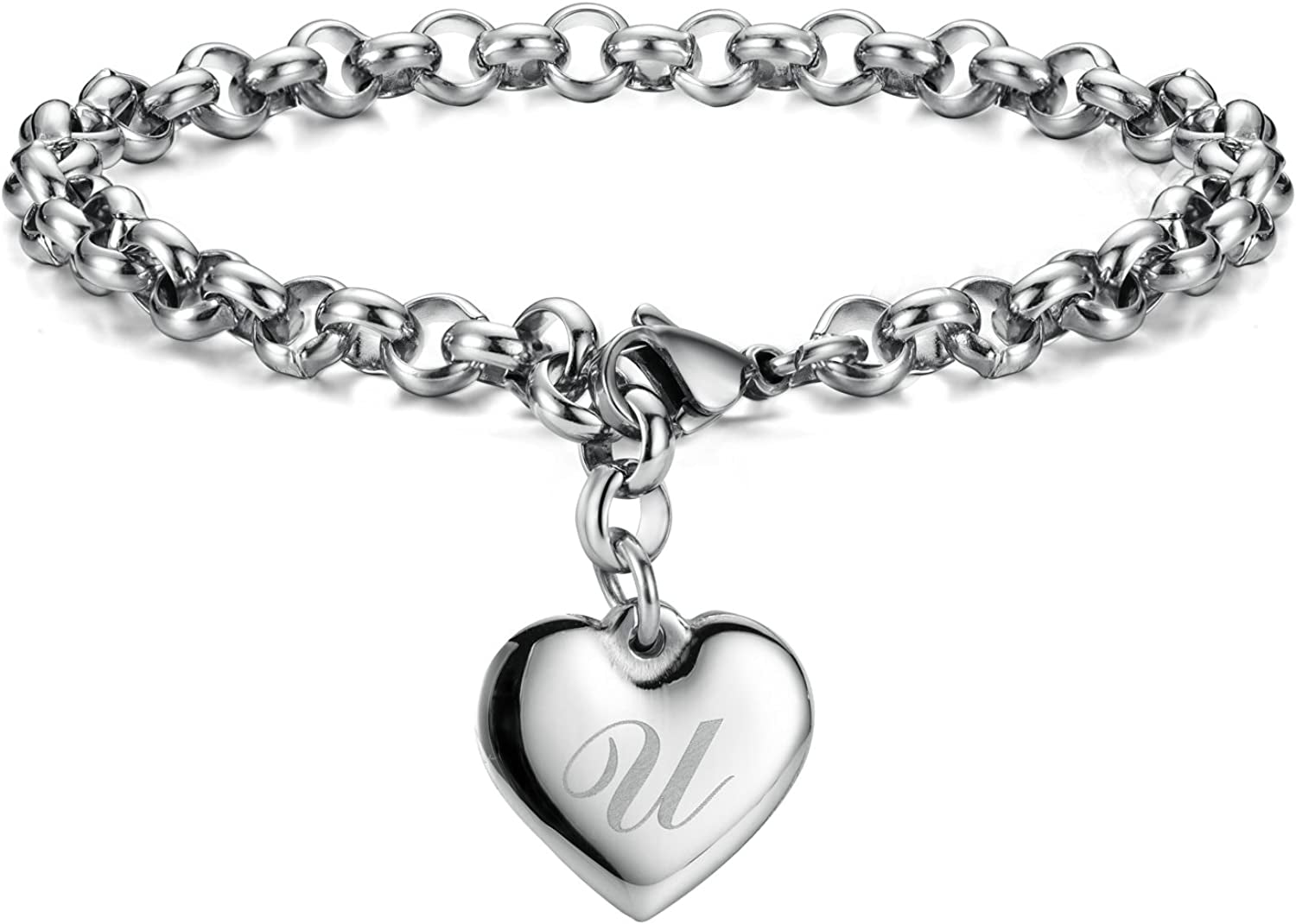 Heart Initial Charm Bracelets for Teen Girls Letters Alphabet Bracelet Jewelry for Girls Gifts for Teenage Girls Apparel & Accessories > Jewelry > Bracelets Monily U  
