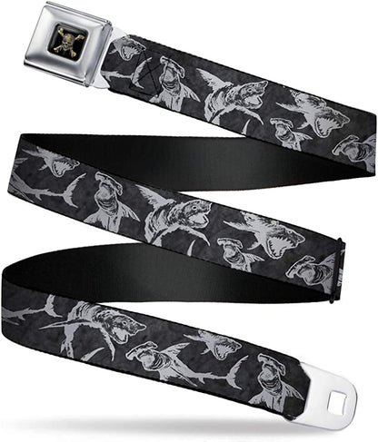 Buckle-Down Disney Belt, Seatbelt Buckle Belt, Pirates Ghost Sharks Black Grays, Mens Womens Kids Adjustable Apparel & Accessories > Clothing Accessories > Belts Buckle-Down   