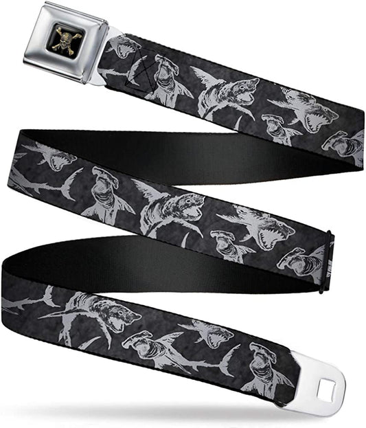 Buckle-Down Disney Belt, Seatbelt Buckle Belt, Pirates Ghost Sharks Black Grays, Mens Womens Kids Adjustable Apparel & Accessories > Clothing Accessories > Belts Buckle-Down   