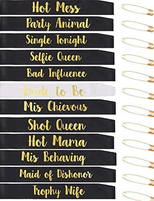 GEMICH Bride Sash/Bridesmaid Sash(12 Pack), Team Bride Sash,Bachelorette Sash Set for Bridesmaids,Maid of Honor, Bridal Shower and Hen Party Decorations, Favors,Accessories and Supplies, to Be Bride Apparel & Accessories > Clothing Accessories > Sashes Gem   