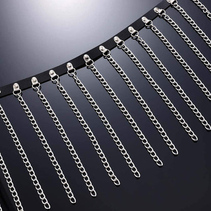 Ludress Punk Leather Waist Chain Tassel Dance Skirt Black Belt Belly Chain Hip Body Chain Rave Body Jewelry for Women and Girls Apparel & Accessories > Jewelry > Body Jewelry LUDRESS   