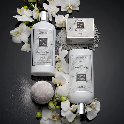 Spa Gifts for Women, Bath and Body Gift Set, White Orchid Self Care Gift Basket for Women, Men, Girlfriend, 20Pc Gifts for Mom, Spa Kit with Nail Kit, Bath Bombs & More - Birthday Personalized Gifts Health & Beauty > Personal Care > Cosmetics > Bath & Body LOVERY   