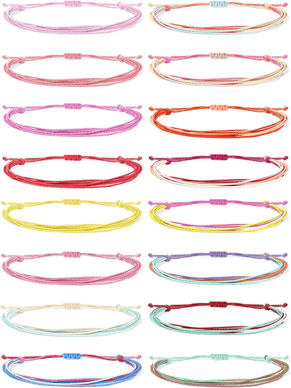 Boho String Bracelets for Women Waterproof Wave Surfer Bracelets for Summer Adjustable Rope Braided Bracelets Gifts for Teen Girls Cute Friendship Bracelets Pack Gifts for Holiday Apparel & Accessories > Jewelry > Bracelets Harry and Henry Set B-16Pcs  