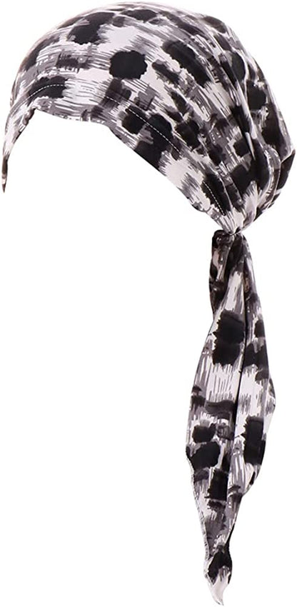 Fxhixiy Pre-Tied Bandana Turban Hat Chemo Cancer Headscarf Headwraps Headwear for Women Hair Cover Hat Apparel & Accessories > Clothing Accessories > Bandanas & Headties Fxhixiy Gray Leopard  
