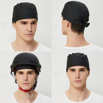Super Absorbent Skull Caps Built-In No Sweat Liners Moisture Absorbent Bandana Headbands for Men Women Dew Rag with Sweatband (4 Pack) Apparel & Accessories > Clothing Accessories > Bandanas & Headties QING   
