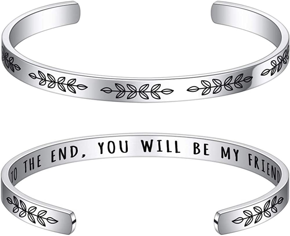 M MOOHAM Bracelets for Women- Engraved Quote Inspirational Bracelet Birthday Christmas Funny Gifts for Best Friend, Daughter, Son, Sister, Niece, Mom, Coworkers, Stainless Steel Jewelry Apparel & Accessories > Jewelry > Bracelets M MOOHAM "Friends-To the end, you will be my friend  
