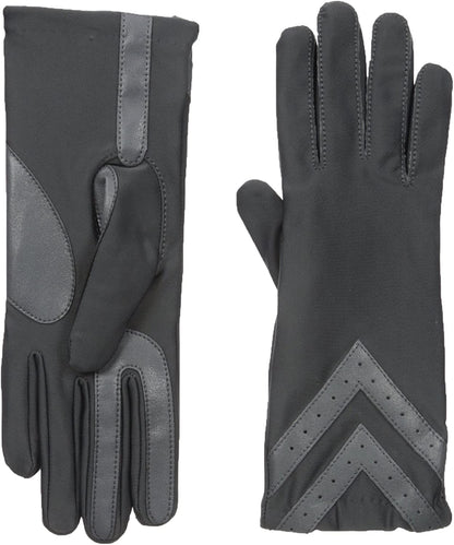 Isotoner Womens Spandex Touchscreen Cold Weather Gloves with Warm Fleece Lining and Chevron Details Apparel & Accessories > Clothing Accessories > Gloves & Mittens isotoner Charcoal Small-Medium 