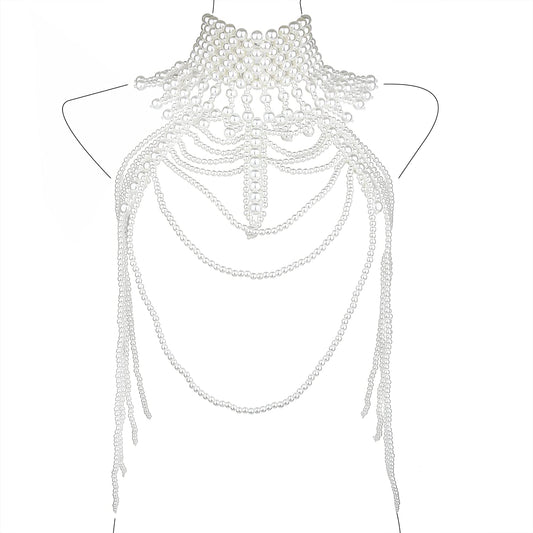 Pearl Body Chain Jewelry for Women - Fashion Handmade Pearl Body Chain Shoulder Necklace Bra Apparel & Accessories > Jewelry > Body Jewelry Maijiao Style 5-White  