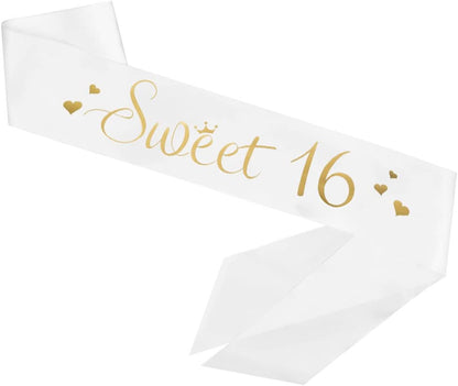 Sweet 16 Satin Sash -16 Birthday Sash 16 Birthday Gift Birthday Party Favors, Supplies and Decorations Apparel & Accessories > Clothing Accessories > Sashes ADBetty   