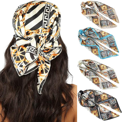 HAIMEIKANG Satin Head Scarves Square Silk Feeling Hair Scarf 4 PCS 23.6 Inches Headscarf for Women Silk Hair Bandanas Apparel & Accessories > Clothing Accessories > Bandanas & Headties HAIMEIKANG 60cm#mix15 One Size 