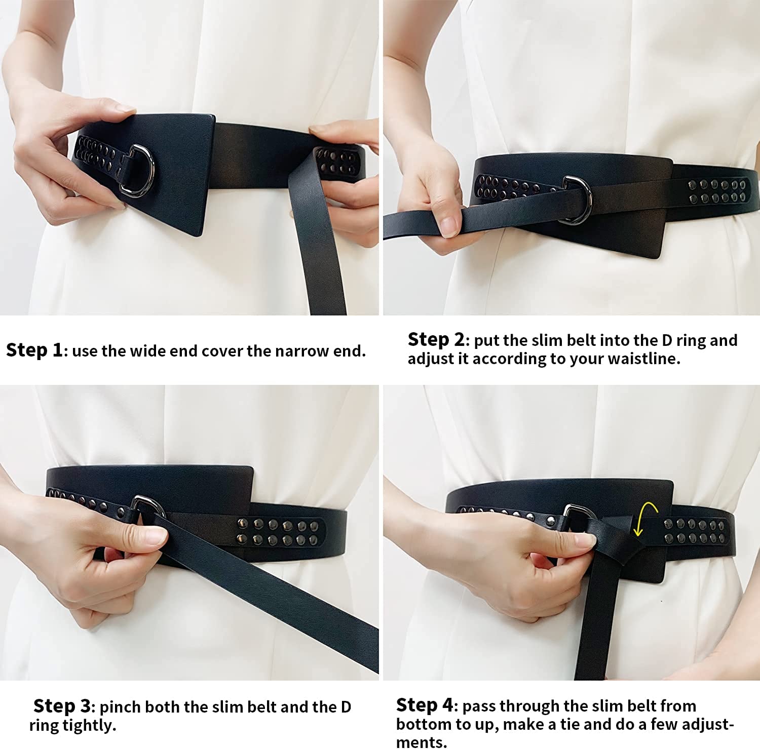 FIORETTO Womens Dress Belt Wide Black Fashion Studded Belts Apparel & Accessories > Clothing Accessories > Belts Unknown   