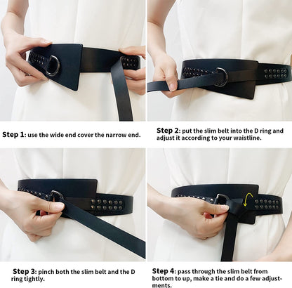 FIORETTO Womens Dress Belt Wide Black Fashion Studded Belts Apparel & Accessories > Clothing Accessories > Belts Unknown   
