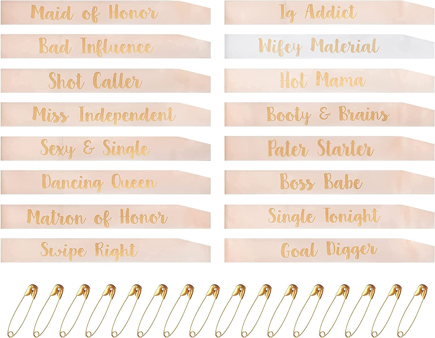 Bachelorette Party Sashes Bride Tribe Funny Bridesmaid Sash for Hen Party Bridal Shower Engagement Wedding Apparel & Accessories > Clothing Accessories > Sashes Snsowed Rose Gold and White  