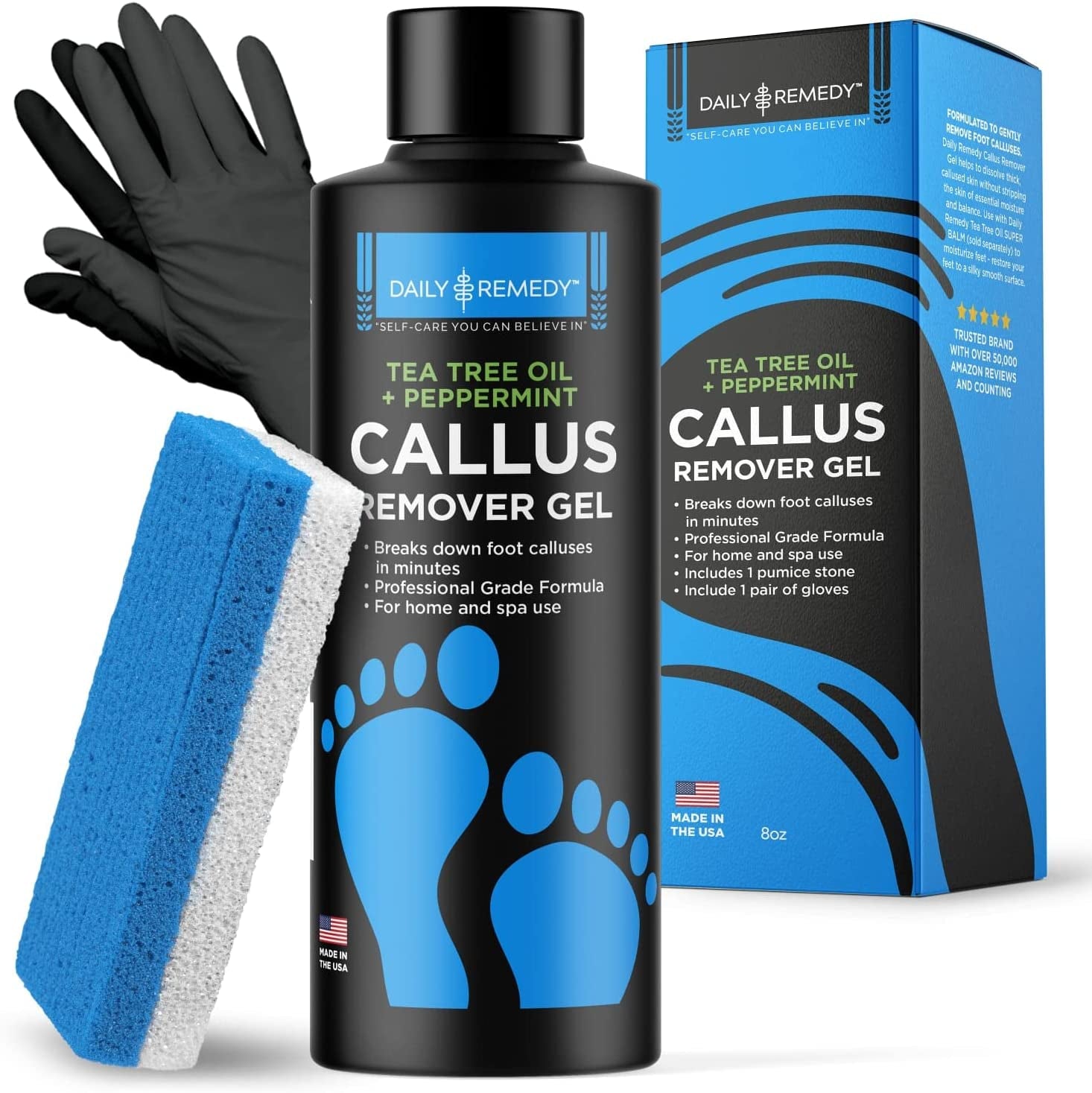Daily Remedy Citrus Detox Callus Remover Gel & Pumice Stone for Feet - Extra Strength Professional Scrubber, Remove Tough Calluses, Dead Skin, Dry Cracked Heels - Home Pedicure Products for Feet Health & Beauty > Personal Care > Foot Care DAILY REMEDY Gel + Pumice Tea Tree Oil 