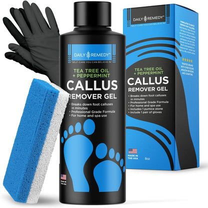 Daily Remedy Citrus Detox Callus Remover Gel & Pumice Stone for Feet - Extra Strength Professional Scrubber, Remove Tough Calluses, Dead Skin, Dry Cracked Heels - Home Pedicure Products for Feet Health & Beauty > Personal Care > Foot Care DAILY REMEDY Gel + Pumice Tea Tree Oil 