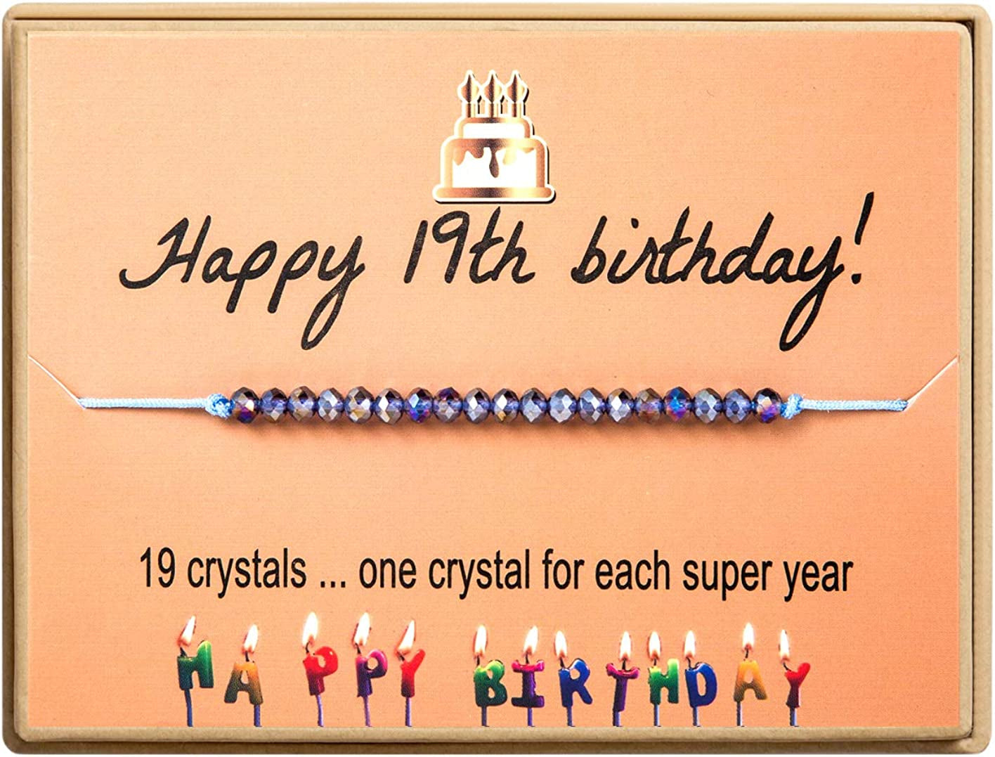 Happy Birthday Bracelet Gift for Teen Girls,Crystal Beads Bracelet Gifts for 10 Year Old Girl Birthday Jewelry Apparel & Accessories > Jewelry > Bracelets KGBNCIE 19 th Birthday Gift  