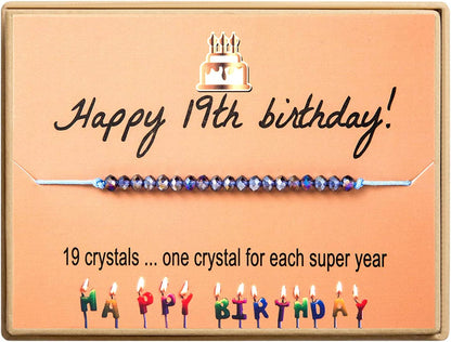 Happy Birthday Bracelet Gift for Teen Girls,Crystal Beads Bracelet Gifts for 10 Year Old Girl Birthday Jewelry Apparel & Accessories > Jewelry > Bracelets KGBNCIE 19 th Birthday Gift  