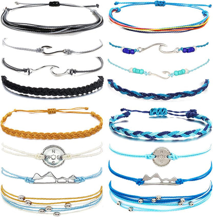 Choice of All String Bracelets for Teen Girls Boho Waterproof Bracelets Ankle Bracelets for Girls Christmas Gifts Wave Surfer Bracelets Summer Beach Anklets Apparel & Accessories > Jewelry > Anklets choice of all 16colorful  