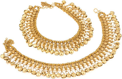 Efulgenz Indian Bollywood Faux Kundan Pearl Wedding Bridal Anklet Pair with Bells (2 Piece) Bracelet Payal Foot Jewelry Apparel & Accessories > Jewelry > Anklets Jaipur Art Jewellery Gold (Brown)  