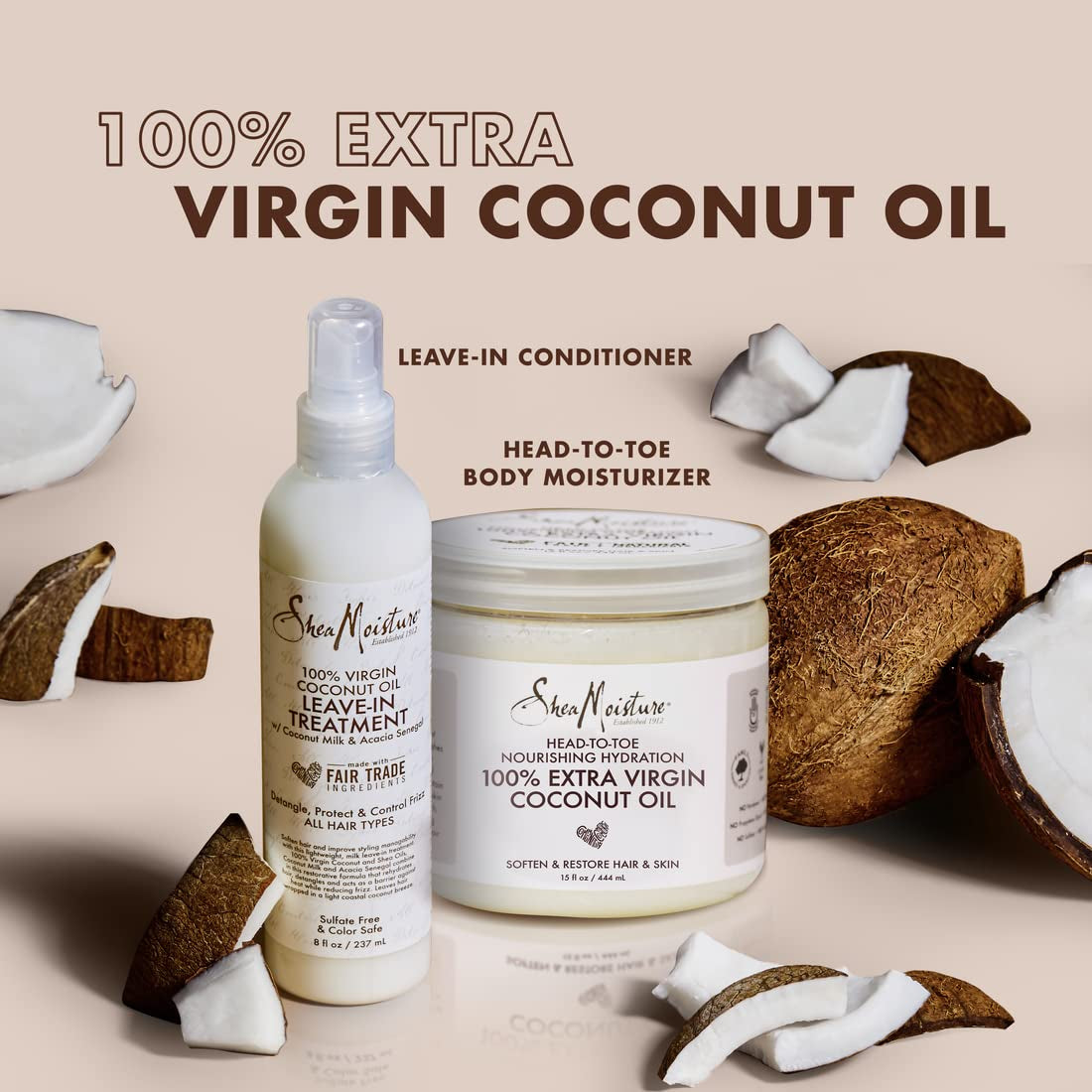 Sheamoisture 100 Percent Extra Virgin Coconut Oil Moisturizer and Leave-In Conditioner for Head-To-Toe Pampering Nourishing Hydration Skin and Hair Care with No Sulfates 2 Count Health & Beauty > Personal Care > Hair Care SheaMoisture   