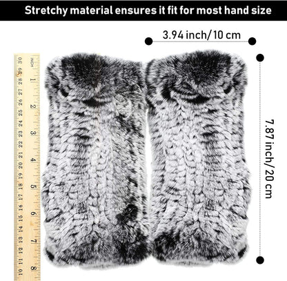 Fingerless Fur Gloves Smooth Faux Rabbit Furry Gloves Winter Warm Knitted Gloves for Women Girls Apparel & Accessories > Clothing Accessories > Gloves & Mittens Geyoga   