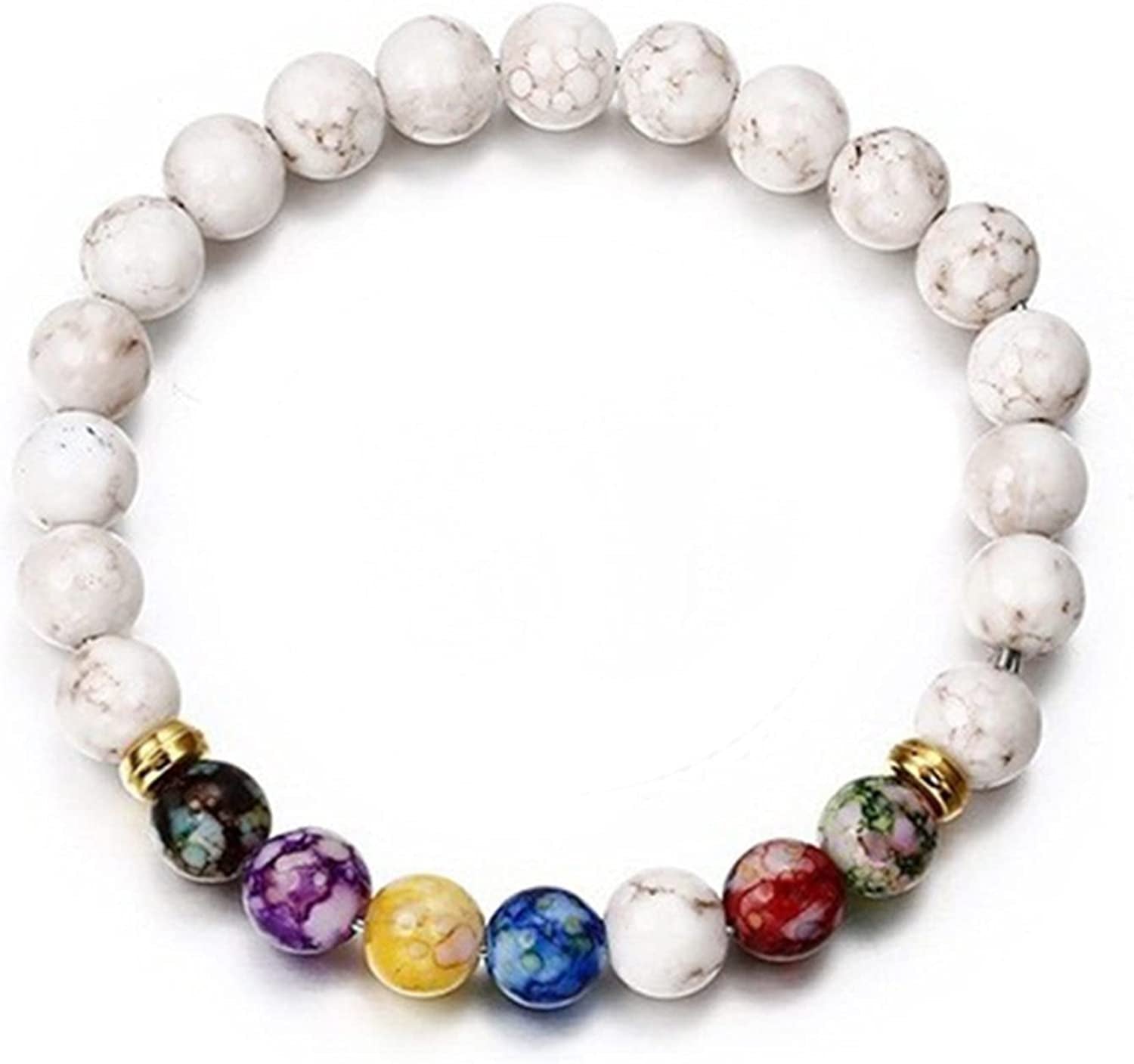 Healing Crystals Bracelet Natural Gemstones Beads Bracelet Elastic Natural Stone Yoga Beads Bracelet Apparel & Accessories > Jewelry > Bracelets Generic White #2  
