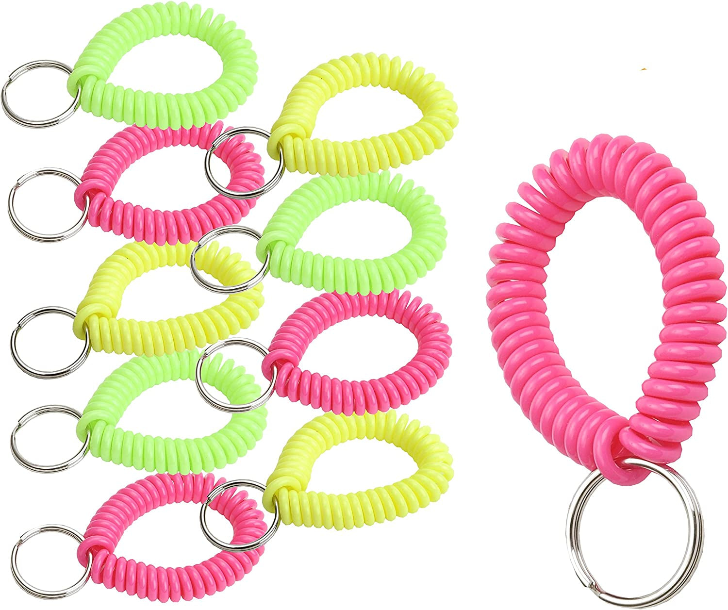 Lucky Line 2” Diameter Spiral Wrist Coil with Steel Key Ring, Flexible Wrist Band Key Chain Bracelet, Stretches to 12”, Purple 1 PK (410651) Apparel & Accessories > Jewelry > Bracelets Lucky Line Assorted Neon Pack of 25 